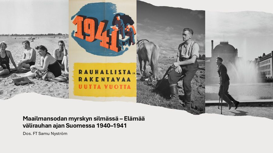 Esitelmän aloituskuva: välirauhan ajan Suomi 1940–1941
