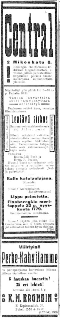 Vanha lehtimainos: N. Nielsenin ihmenäyttely ja anatominen museo Pitkänsillan rannassa